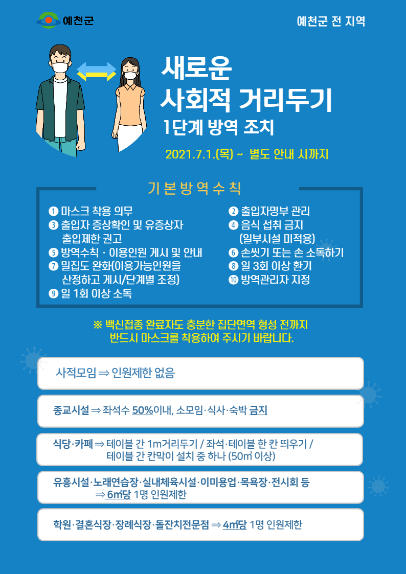 1.새로운 사회적 거리두기 1단계 방역 조치
